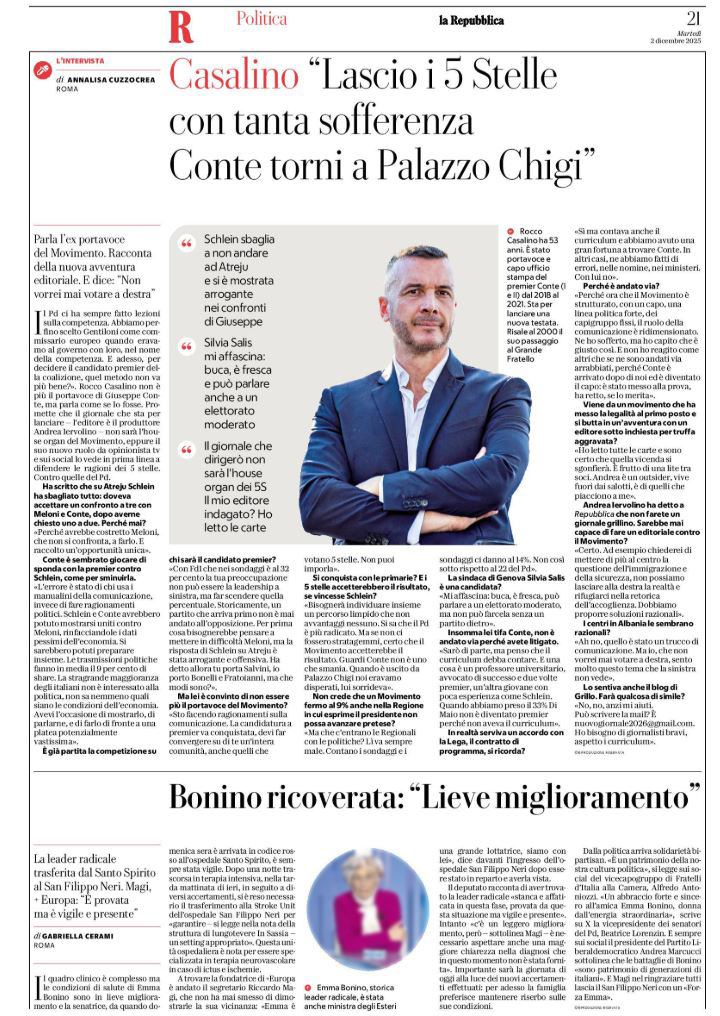 Tear sheet - la Repubblica, 2 December 2025