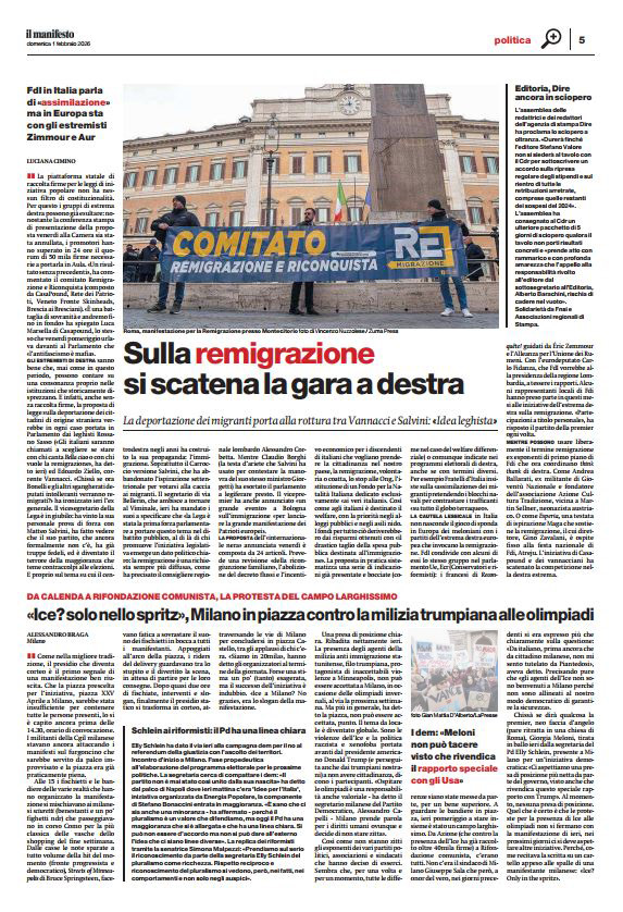 Tear sheet - Il Manifesto, 30 January 2026